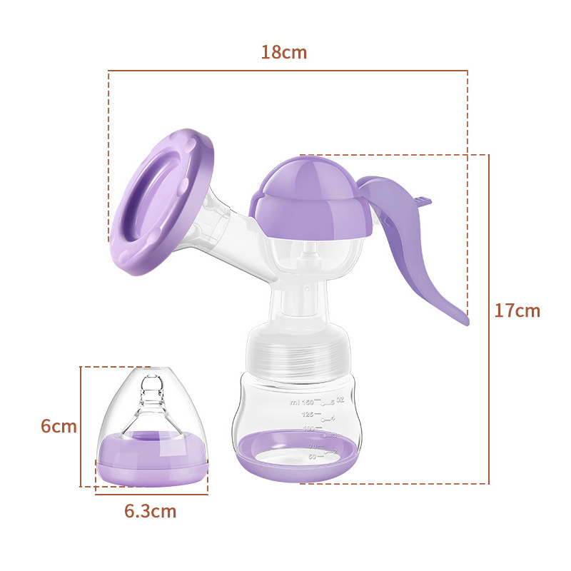 Manual Breast Pump with Massage, Anti-Backflow & Locking Handle, Portable Silent Milk Collector, BPA-Free, Breastfeeding Essential for Working Moms, Travel, Home, Baby Shower Gift
