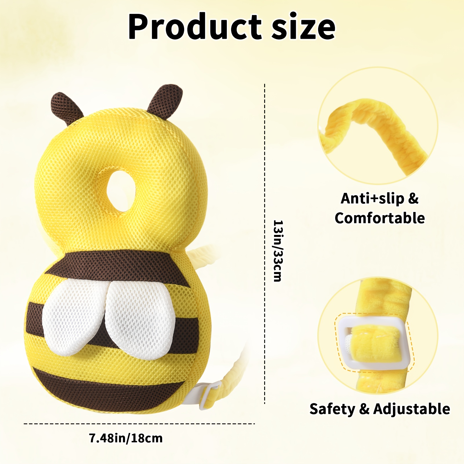 Mamatoto Cute Animal-Shaped Baby Head Protection Backpack for 6-36 Months – Soft Plush Anti-Fall Cushion for Toddlers Learning to Walk, Adjustable Safety Pillow, Breathable, Ideal Gift for Infants