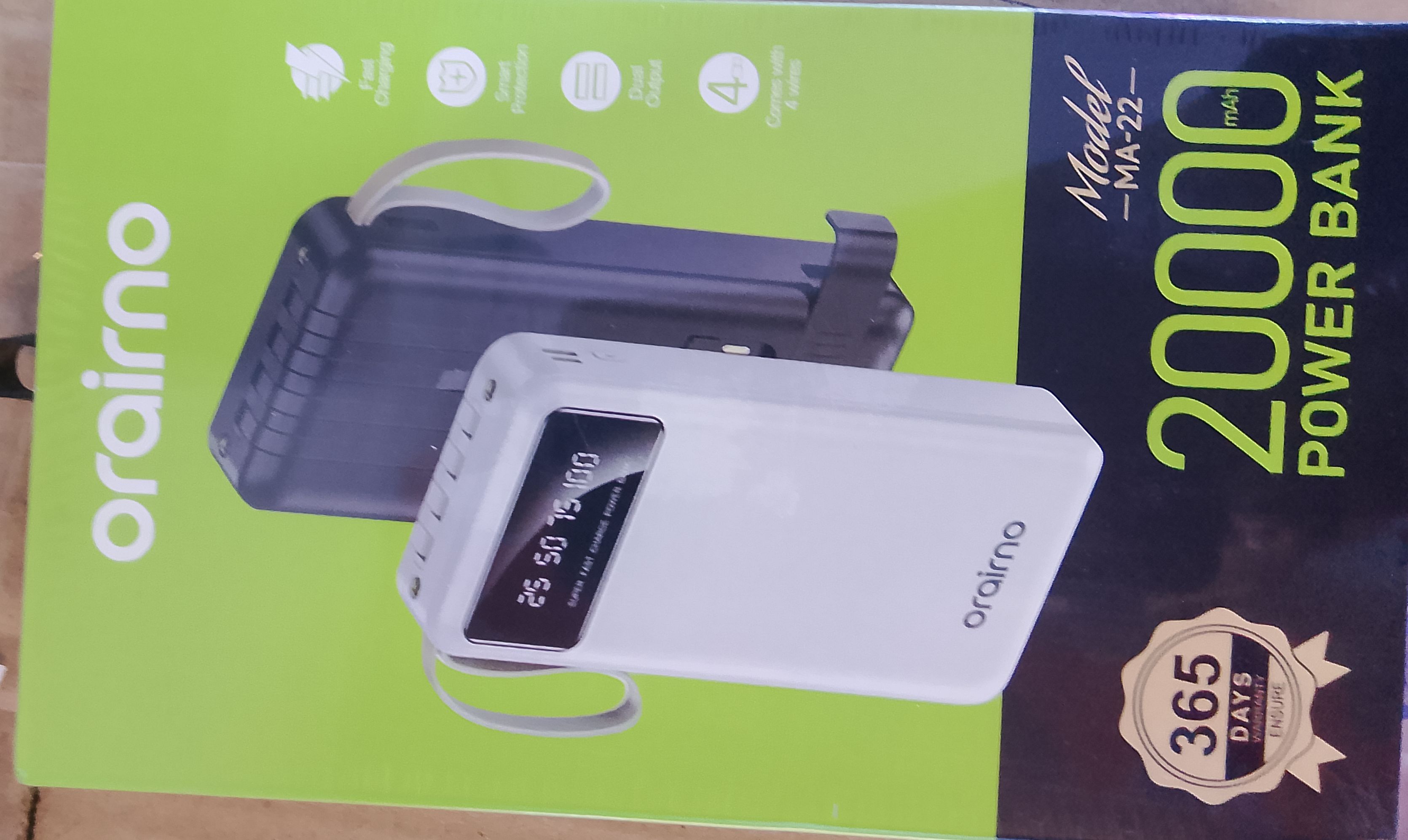 Original Oraimo 20000mAh Powerbank Ultra High Capacity Portable External Battery Pack Fast Charging Dual USB