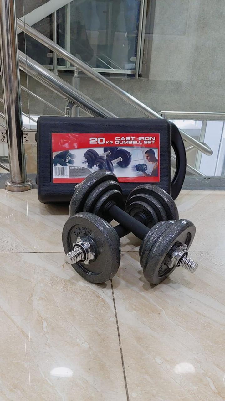 20KG GYM ADJUSTABLE DUMBELL WEIGHT LIFTING SET FOR BODY FITNESS AND WEIGHT LOSS.
