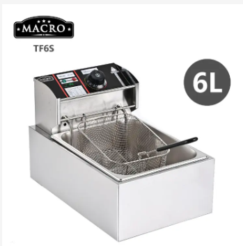 Macro  6L SINGLE electric deep fryer STAINLESS STEEL TANK Energy Efficient Double Electric Chips / Chicken / MANDAZIS Deep Fryer Machine