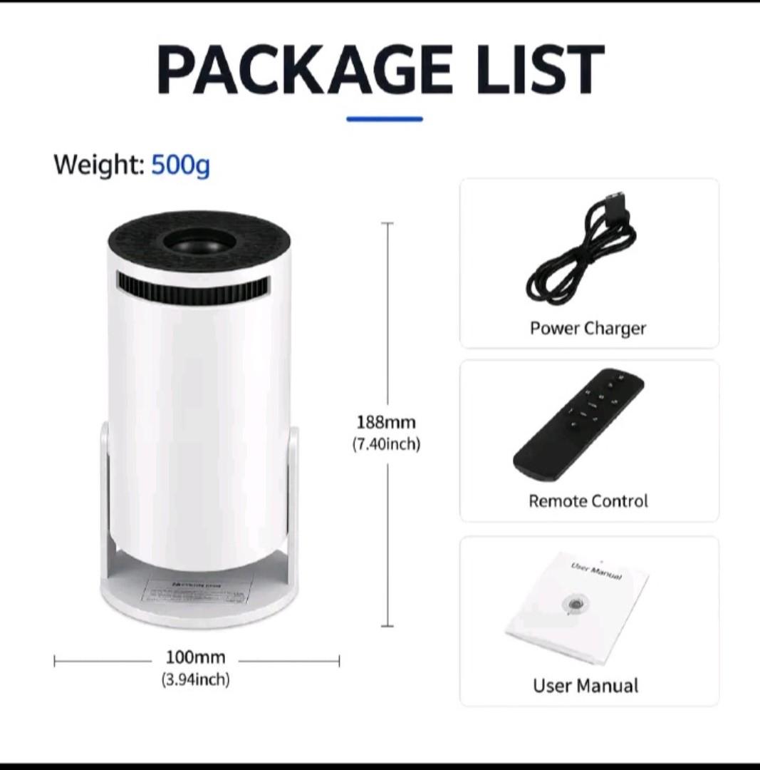 HY300 Portable Smart mini 4K HD Portable Projector Android 11 with Bluetooth, WiFi,HDMI,Netflix, Google App,Screen Mirrori