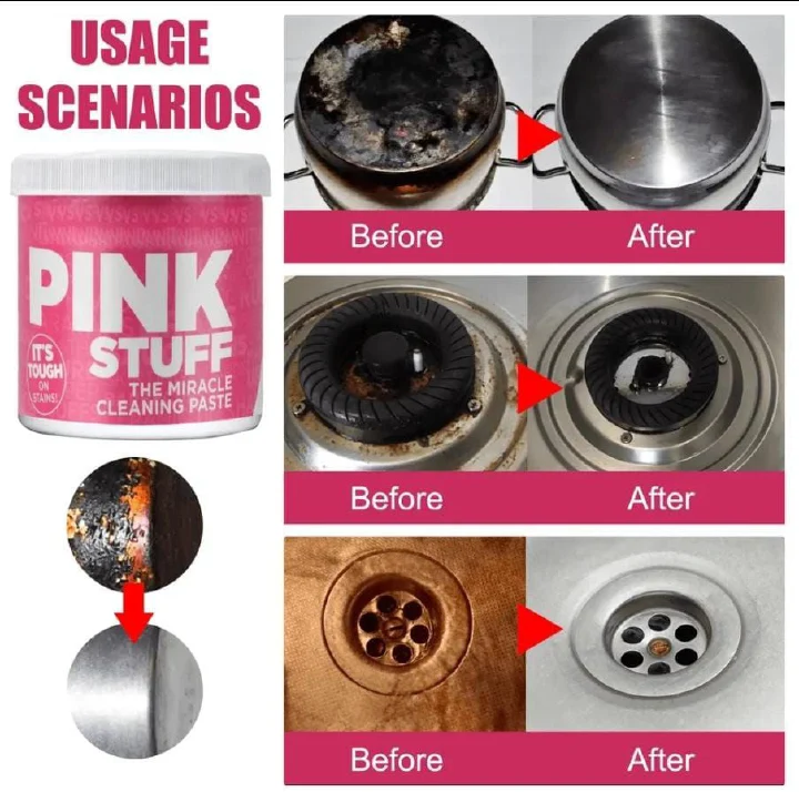 500g Multi-Purpose Cleaning Paste | Powerful Pink Cleaning Paste | Removes Tough Grease, Stains & Burnt Marks | Ideal for Pots, Sinks, Tiles, Ovens & More