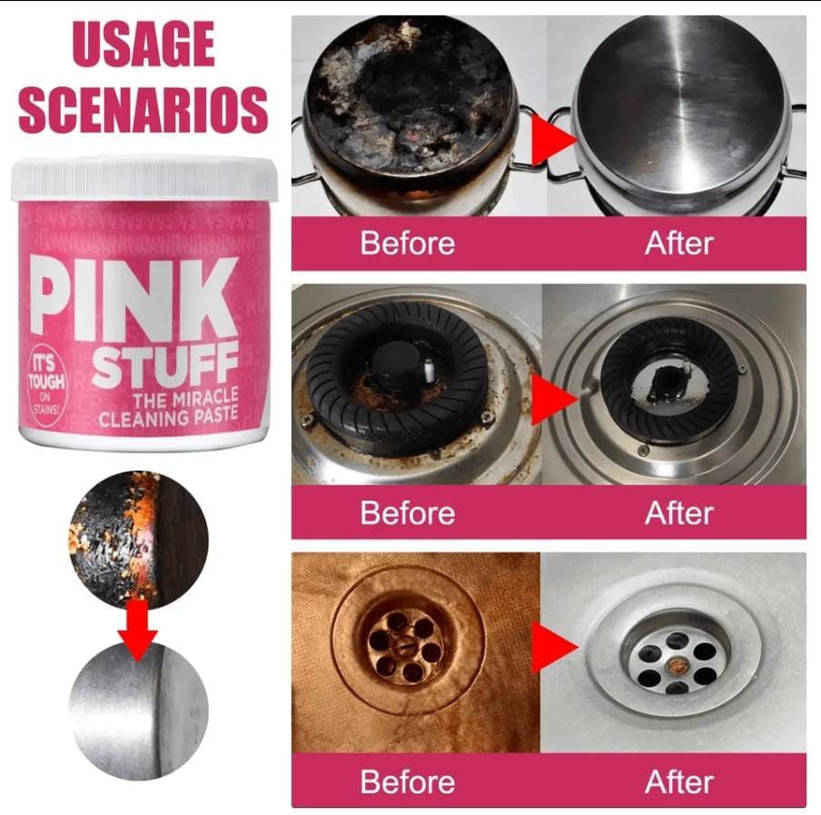 500g Multi-Purpose Cleaning Paste | Powerful Pink Cleaning Paste | Removes Tough Grease, Stains & Burnt Marks | Ideal for Pots, Sinks, Tiles, Ovens & More