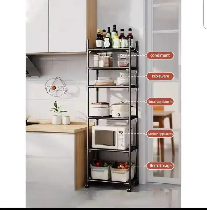 NEW  DESIGN Multi-Tier Kitchen Storage Rack Trolley with Wheels | Rolling Utility Organizer Cart | Space-Saving Kitchen Shelf | Mobile Storage Rack for Fruits, Vegetables & Household Essentials