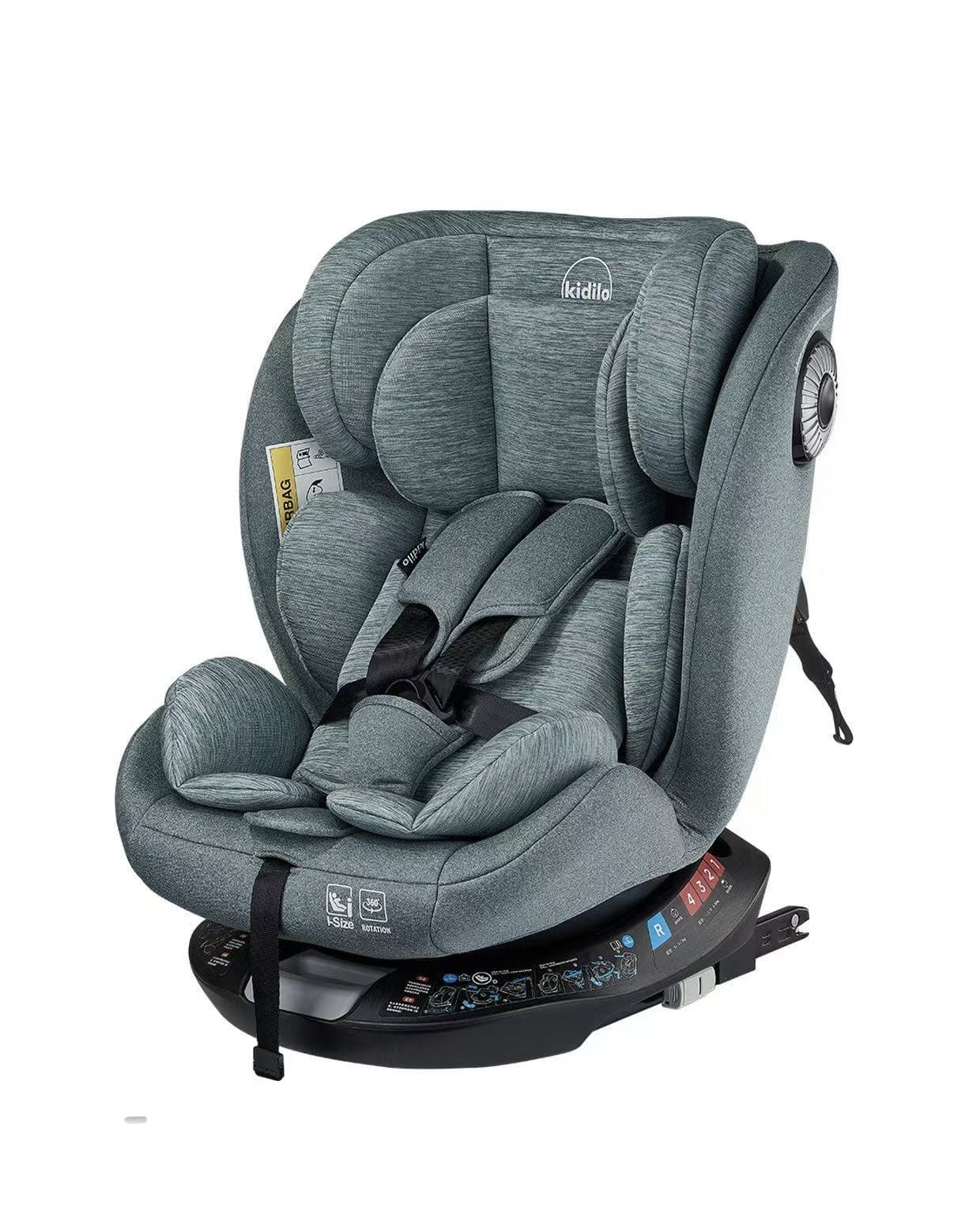 Kidilo 360 Degree ISOFIX Car Seat Group 0 1 2 3 Adjustable Recline Five Point Safety Harness EPS Shock Absorbing Protection Infant Toddler Child Travel