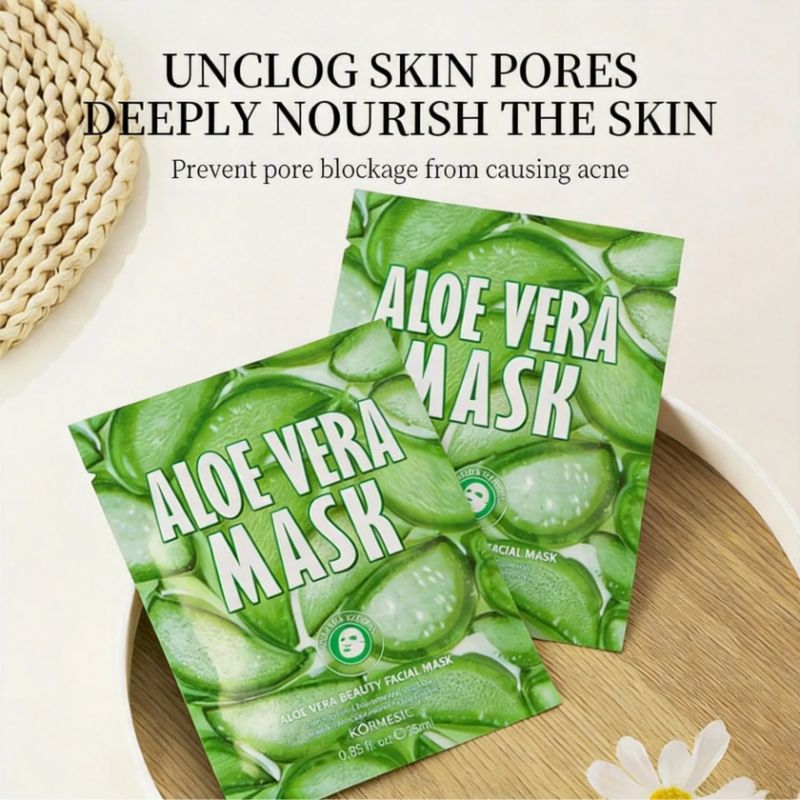 KORMESIC Natural Aloe Vera Face Mask Natural Extract Deep Hydration Moisturizing Whitening Cooling Soothes Sunburn Redness Calms Irritation Sunburn Relief Repair Dry Skin Fast Absorbing After Sun Care