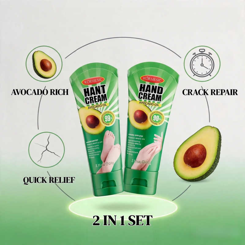 KORMESIC Avocad Hand Foot Chapped Cream Repair Cracked Heels Dry Cracked Feet Rescue Foot Cracks Split Heels Hard Skin & Cracks Heel Fissures Plantar Rhagades Painless Deep Skin Fissures Moisturizer