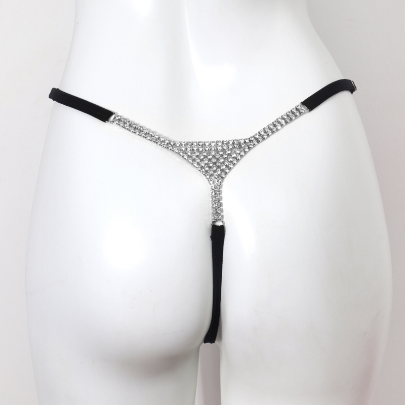 New Arrival Fashion Rhinestone Decor Ladies Briefs Stylish T-Back Design Seamless Underwear Elegant Sparkling Diamond Trim Intimate Bottoms for Daily Casual Wear