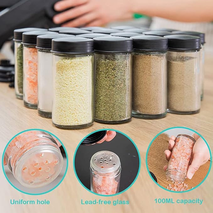ELEGANT Windmill 18 jar rotating spice rack (18pc) plus sticker labels pen n funnel each jar ~~180ml Ferris Wheel Spice Rack Seasoning Organizer Seasoning Rack With Label Paper Pen Folding Funnel
