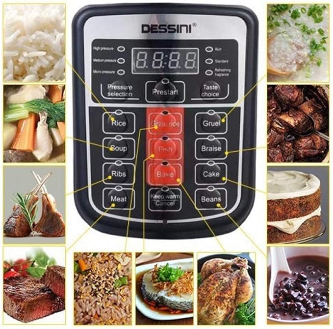 ESSENTIAL 6Ltrs  Dessini Electric Pressure Cooker lectric Pressure Cooker, Pot Mini 7-in-1 Sterilizer, Slow Cooker, Rice Cooker, Steamer, Saute, Yogurt Maker, and Warmer,  One-Touch Program