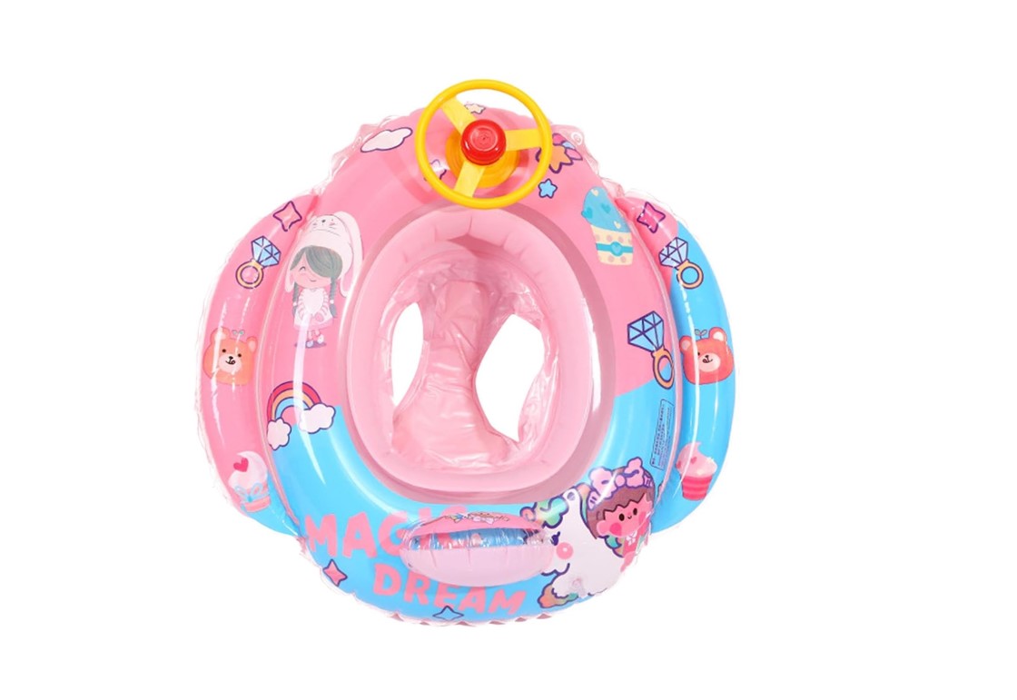 Inflatable Baby Swimming Float with Seat & Steering Wheel – Toddler Pool Float Ring with Backrest, Safety Seat Design & Fun Horn Toy, Stable PVC Water Play Float for Kids 6 Months to 5 Years, On Offer