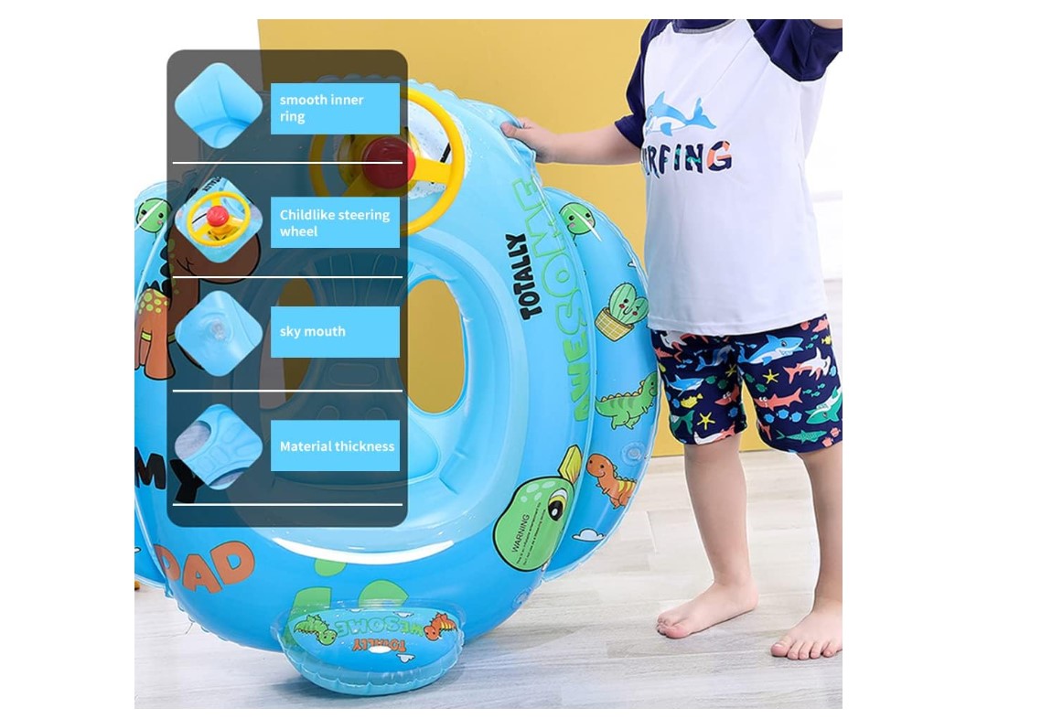 Inflatable Baby Swimming Float with Seat & Steering Wheel – Toddler Pool Float Ring with Backrest, Safety Seat Design & Fun Horn Toy, Stable PVC Water Play Float for Kids 6 Months to 5 Years, On Offer