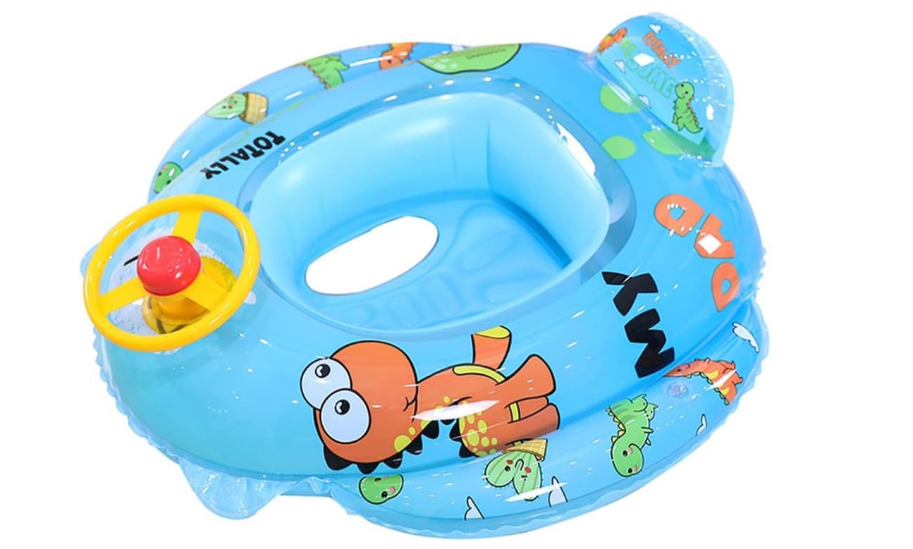 Inflatable Baby Swimming Float with Seat & Steering Wheel – Toddler Pool Float Ring with Backrest, Safety Seat Design & Fun Horn Toy, Stable PVC Water Play Float for Kids 6 Months to 5 Years, On Offer