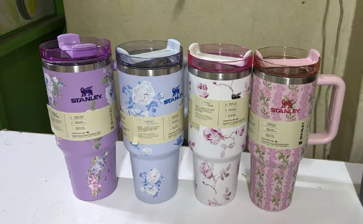 Stanley Floral Designs Quencher H2.0 FlowState Tumblers: Custom Floral Designs Double-Wall Vacuum Insulation Rotating Lid Straw Hot Cold Iced Drinks Comfort Handle Portable Hydration Style Gift.