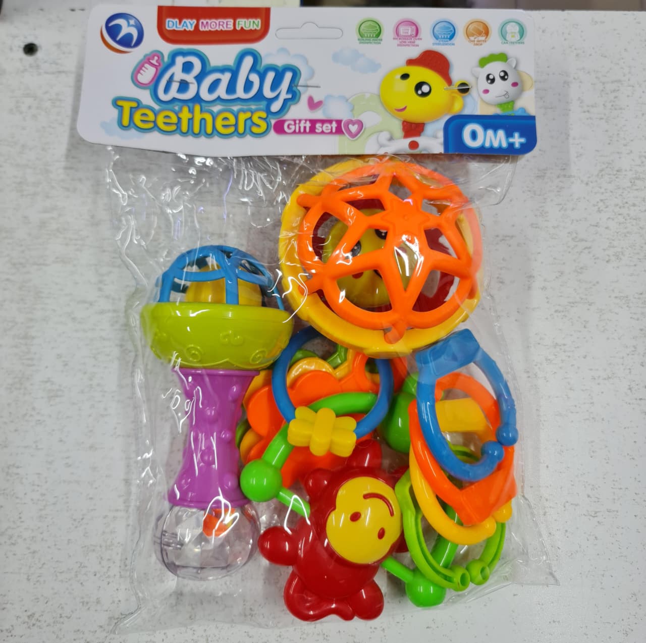 Baby Teethers Rattles Gift Set: Colorful BPA-Free Silicone Plastic Sensory Toys Various Shapes Textures Sounds Teething Relief Development for 1 year+ Infant Fun Gift.
