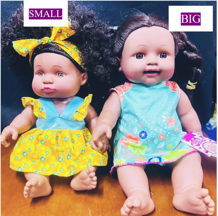 Realistic African Baby Dolls – Vinyl Baby Dolls with Rooted Hair, Available in Small & Big Sizes, Handmade Hair Styling Design, Educational Role-Play Toy for Children, Imaginative Pretend Play Gift fo