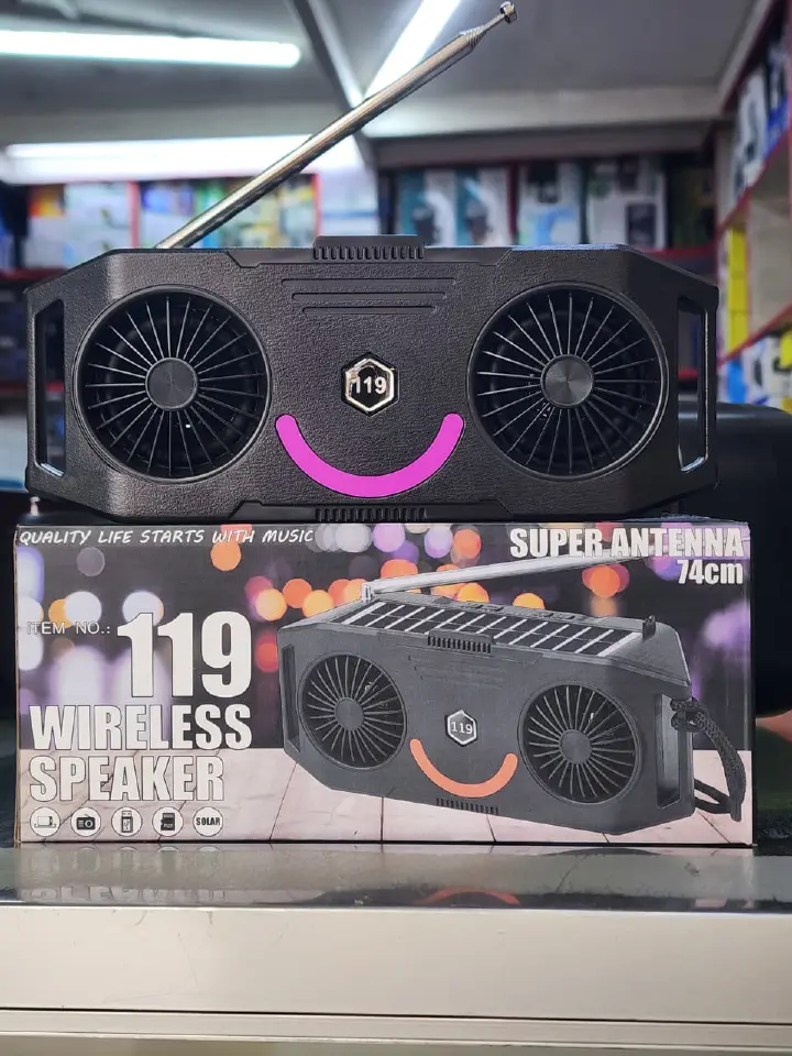 Bluetooth Speaker MCE 119 Portable Wireless Speaker with FM Radio, USB/TF Support, Cooling Fans, 74cm Antenna & Solar Charging – Multi-Function Outdoor Device