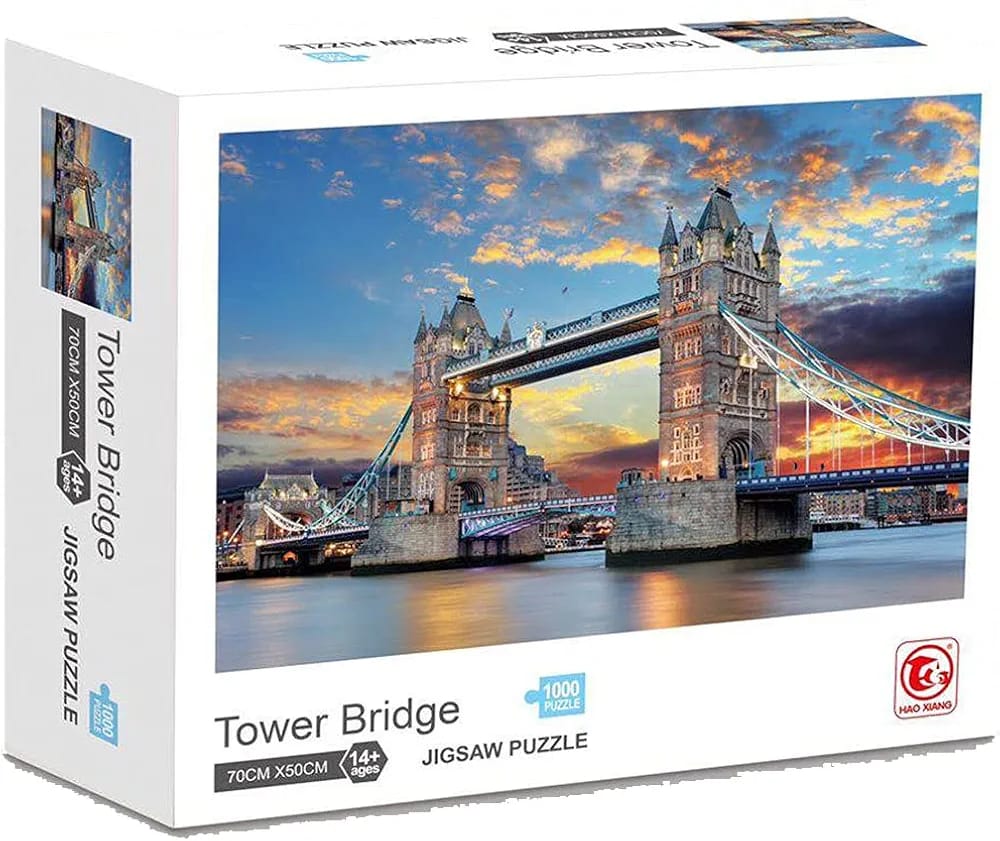 Hao Xiang 1000 Piece Jigsaw Puzzle Tower Bridge Sunset London Scenic City View Puzzle for Adults and Teens Educational Brain Teaser Relaxation and Problem Solving Game