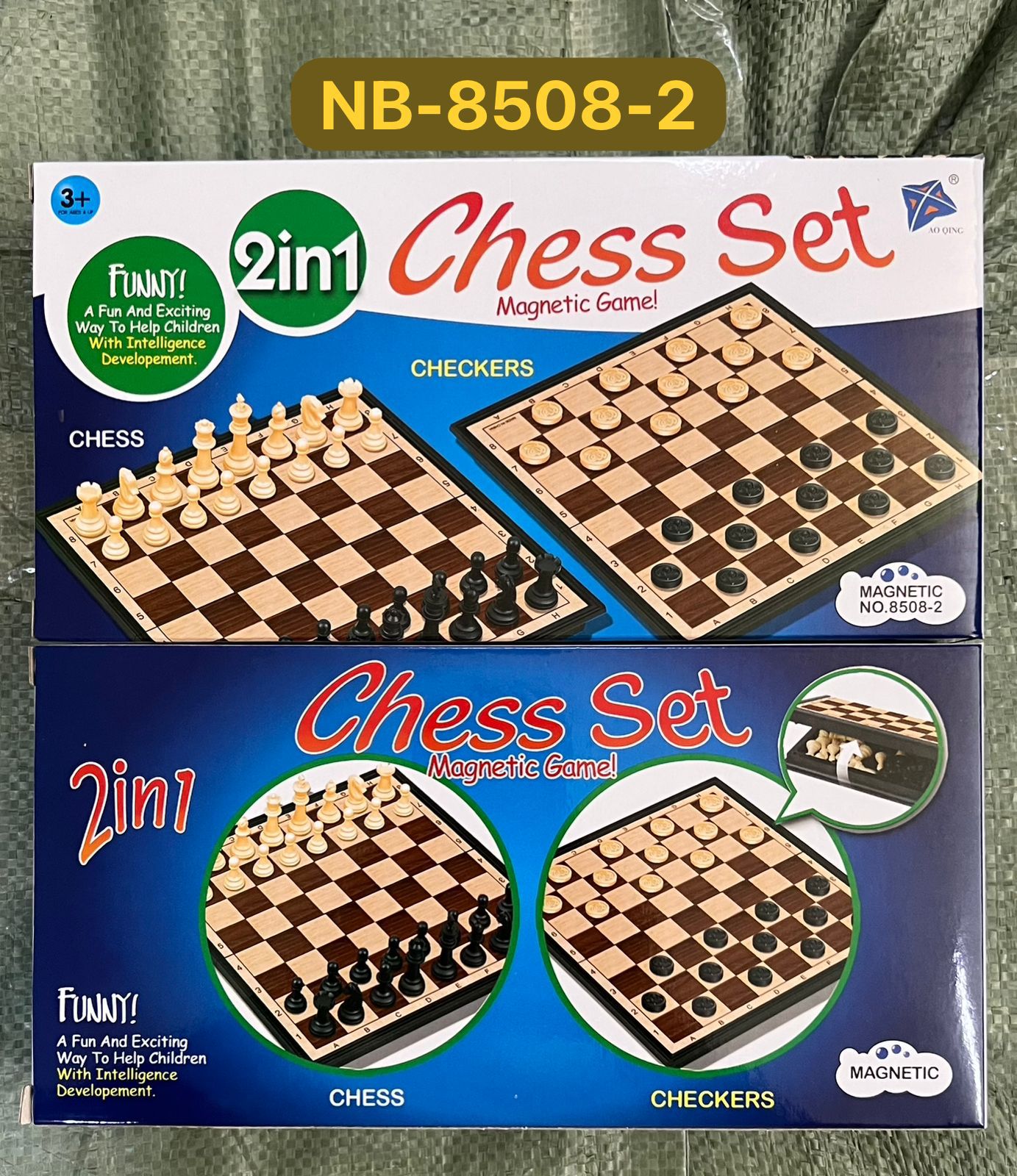 2-in-1 Magnetic Chess & Checkers Foldable Board Game Set – Educational Strategy Game for Kids & Adults, Travel-Friendly Portable Design