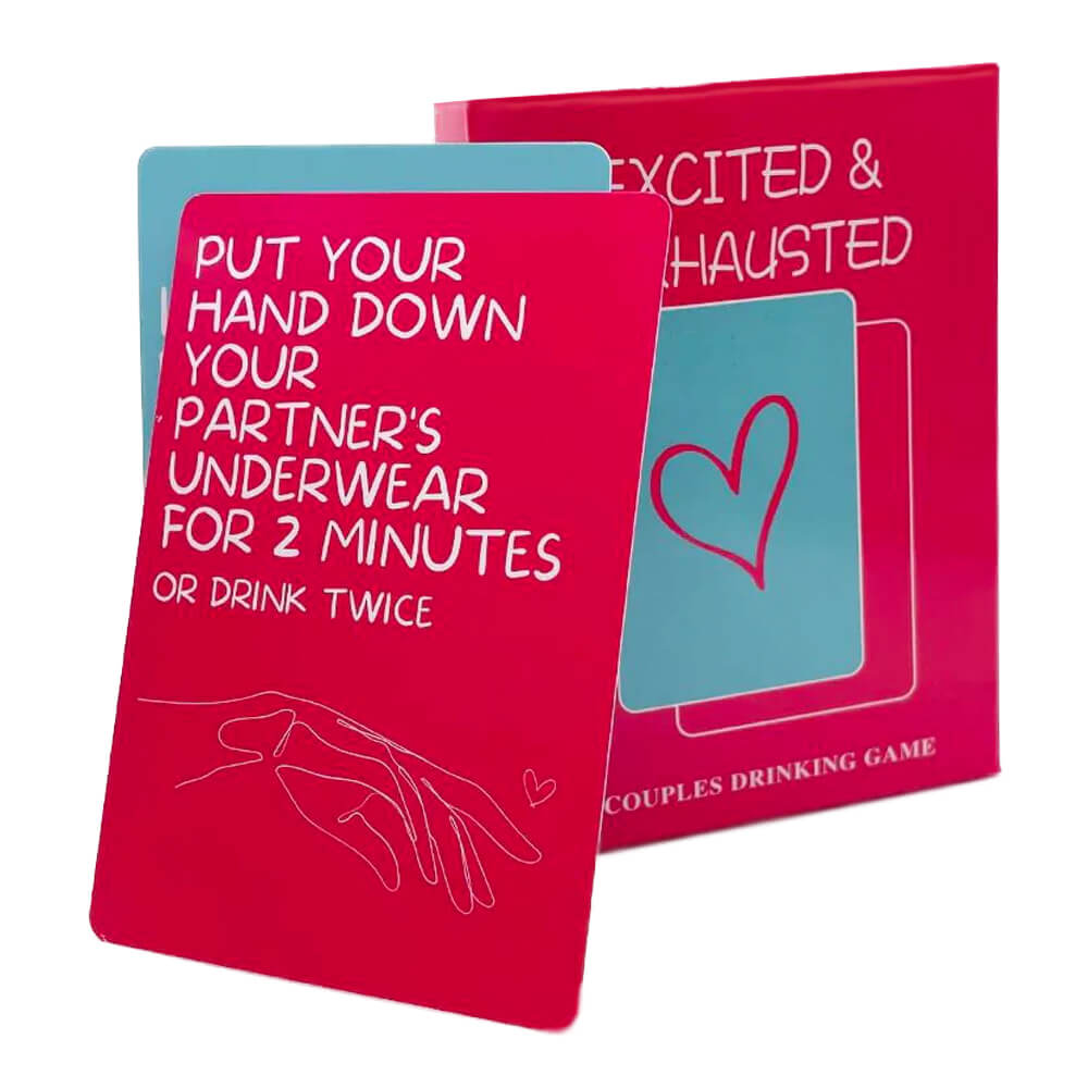 Excited & Exhausted Couples Drinking Game Romantic Dare and Challenge Card Game for Couples Intimate Party Game with Truth Style Prompts and Drinking Penalties