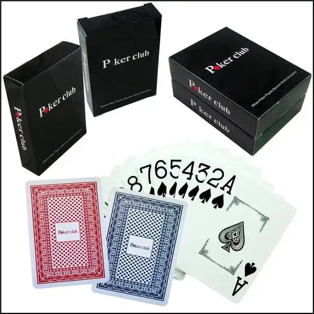 Poker Club 100 Percent Plastic Waterproof PVC Playing Cards Premium Durable Casino Quality Deck Set with Jumbo Index Red and Blue Two Deck Pack for Poker and Card Games