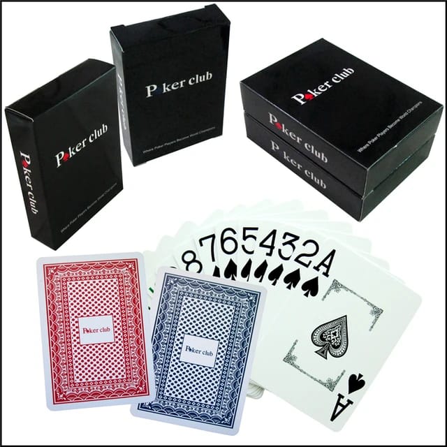 Poker Club 100 Percent Plastic Waterproof PVC Playing Cards Premium Durable Casino Quality Deck Set with Jumbo Index Red and Blue Two Deck Pack for Poker and Card Games