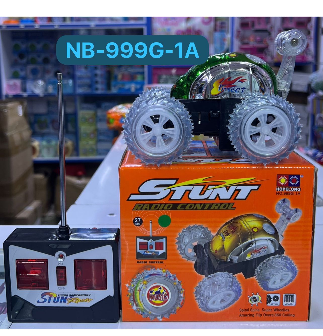 TOY CAR Stunt Radio Control Car NB 999G 1A High Speed 360 Degree Flips Spins Wheelies RC Toy Car with LED Lights Music Transparent Wheels Remote Control Fun Racing Vehicle