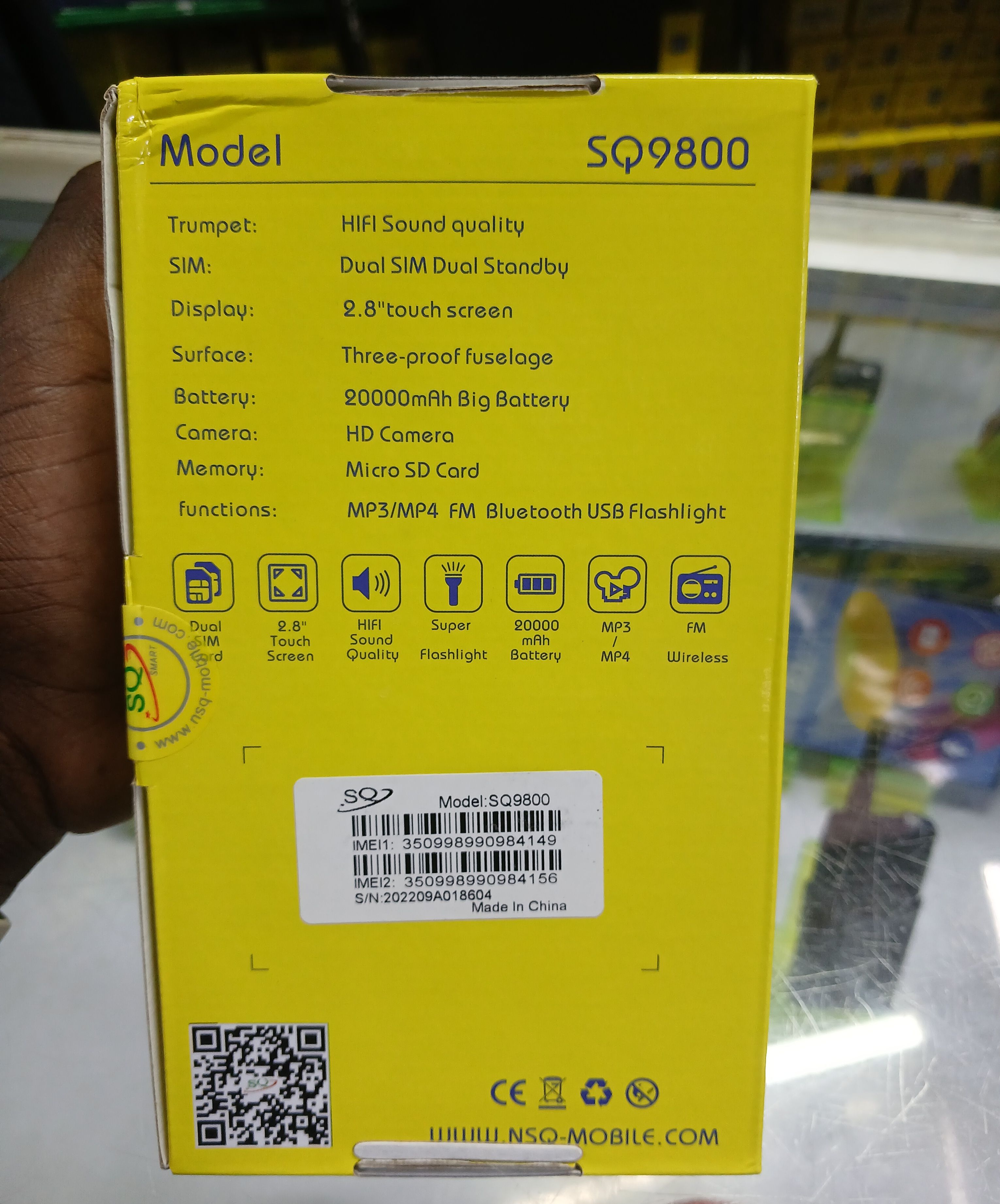 NEW  ARRIVALS! SQ9800 Rugged Phone:20,000mAh Dual SIM, Powerful Bluetooth Speaker, Power Bank, Magic Voice, VGA Camera, 5980mAh Battery, LED Flashlight, FM Radio Featured Phones+