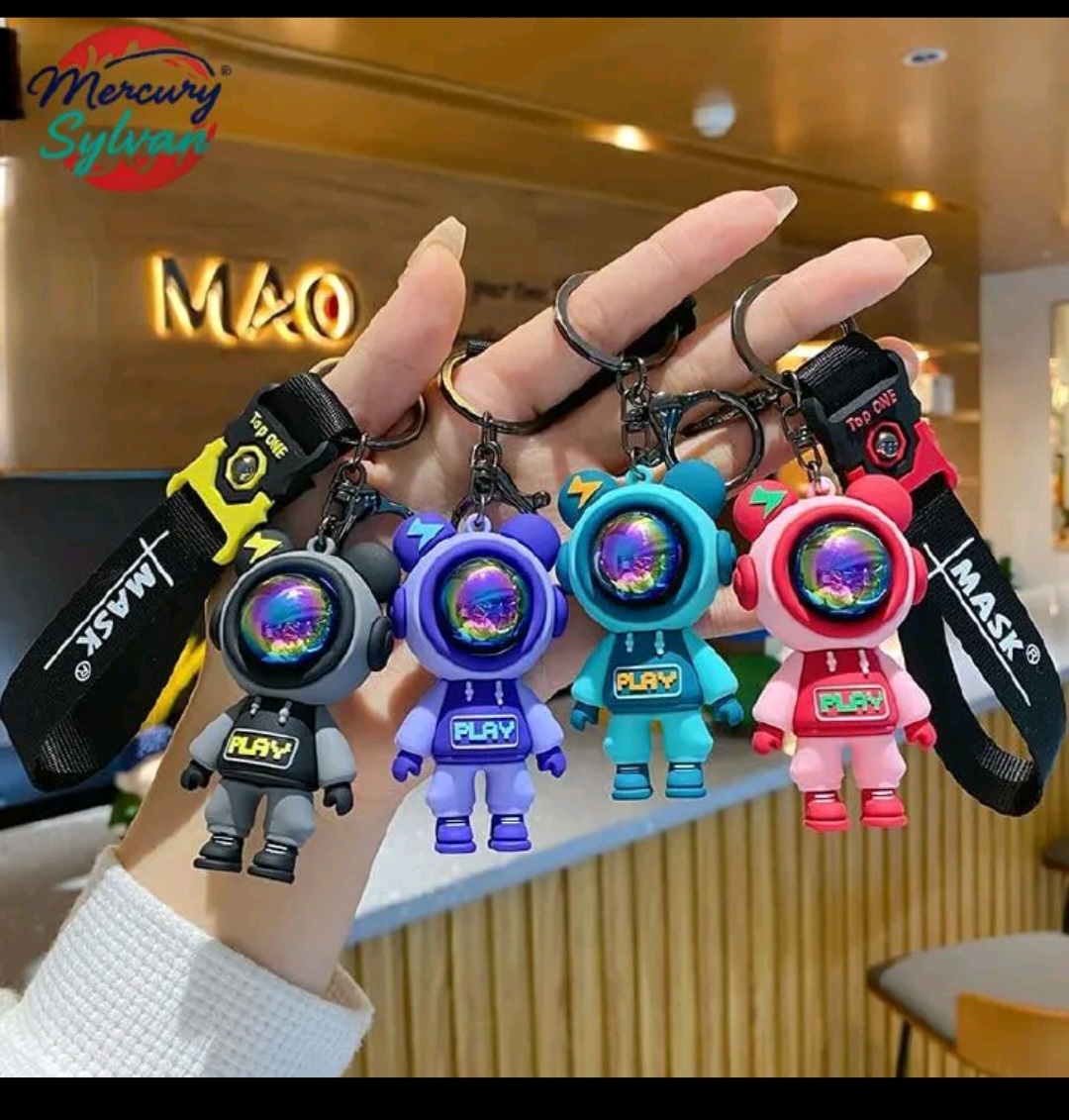 Cartoon Cool sapce man KeyChain bag charm Lobster Claw Clasps easy hang on bags Creative Universe Astronaut Pilot Bear Car Keychain Key-ring Student School Bag Pendant Small Gift keyrings key chains