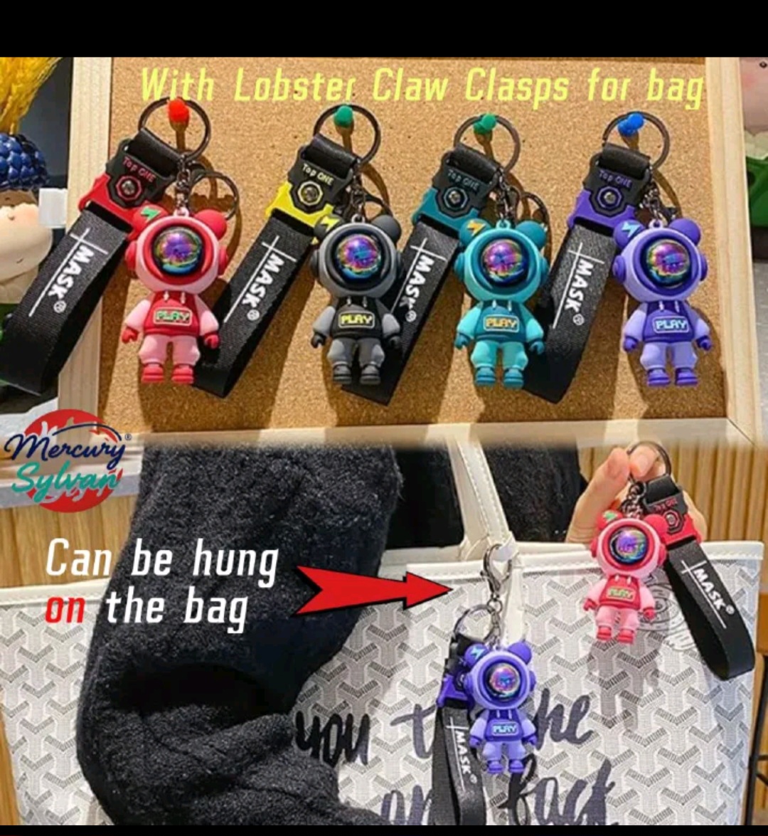 Cartoon Cool sapce man KeyChain bag charm Lobster Claw Clasps easy hang on bags Creative Universe Astronaut Pilot Bear Car Keychain Key-ring Student School Bag Pendant Small Gift keyrings key chains