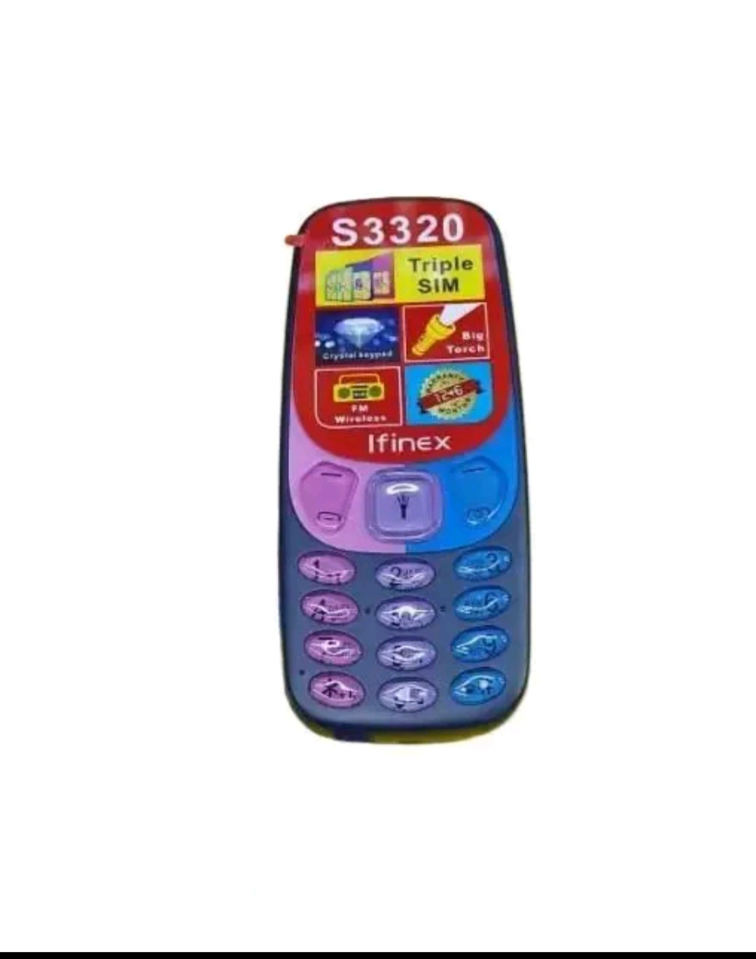Original IFINEX S3320 THREE SIM CARD SCREEN 1.77’’ BATTERY 1200MAH LED TORCH FM WIRELESS RADIO VIBRATION 1 YEAR WARRANTY KABAMBE/MULIKA MWIZI PHONES ON OFFER BUTTON MOBILE