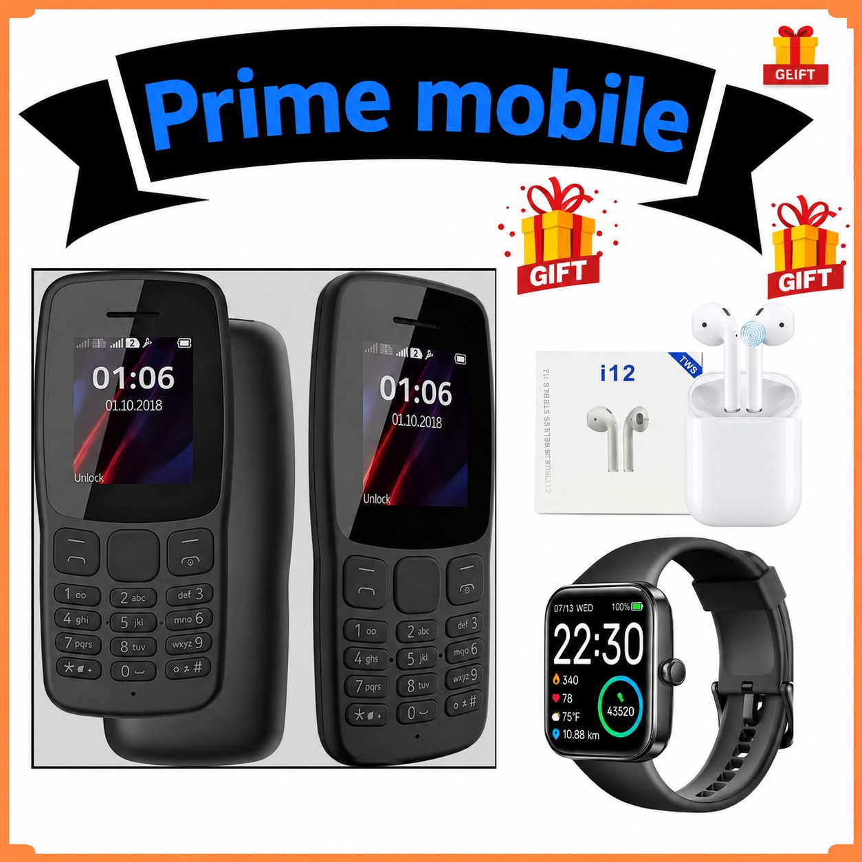 Nokia 105 Original Nokia Phone 800 mAh 1.77`` Dual SIM Cards Unlocked Cheap Durable Brand New Phone Classic Feature phone kabambe/ Featured phone katululu (PLUS FREE PODS,SMARTWATCH)
