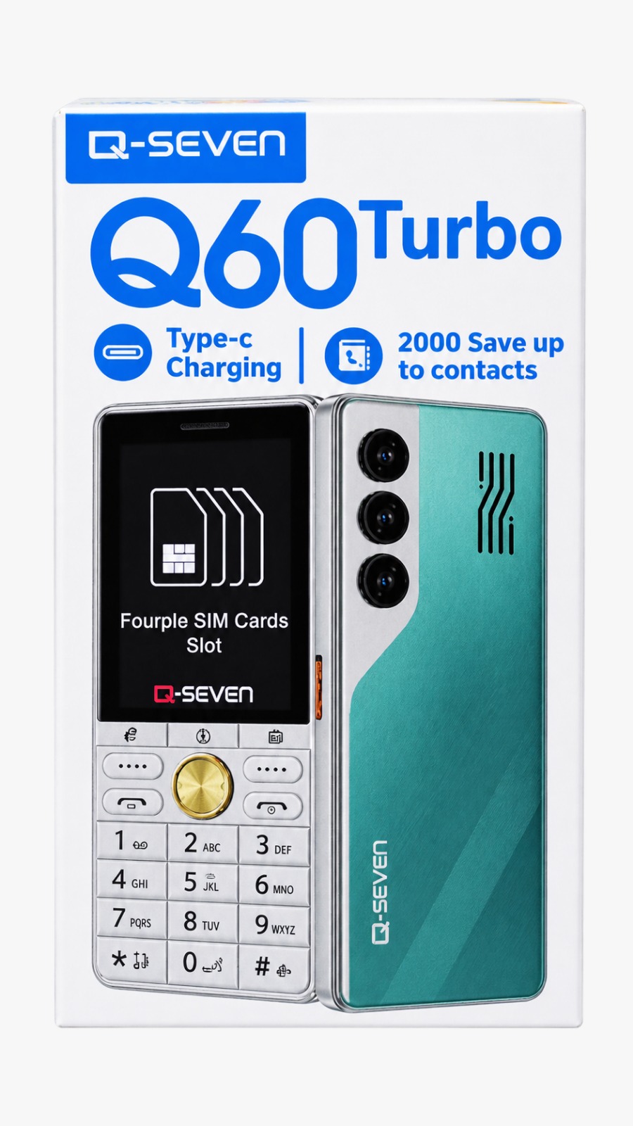 [BRAND NEW] Q-SEVEN Q60 TURBO 2.8" BIG SCREEN 4 SIM CARDS PHONE 2500mAh BATTERY WITH 3D CURVED EDGE , OPERA MINI , WIRELESS FM TYPE C CHARGING PHONE QUAD SIM CARD