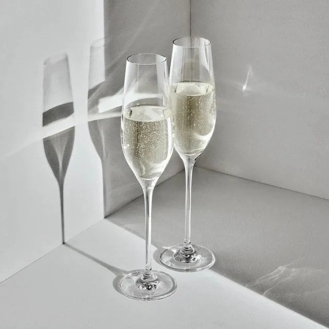 Classic Champagne Glasses Set of 6, 6oz Glass Champagne Flutes, Stemmed Champagne Flutes, Sparkling Wine Glass for Party, Wedding and Home - Clear
