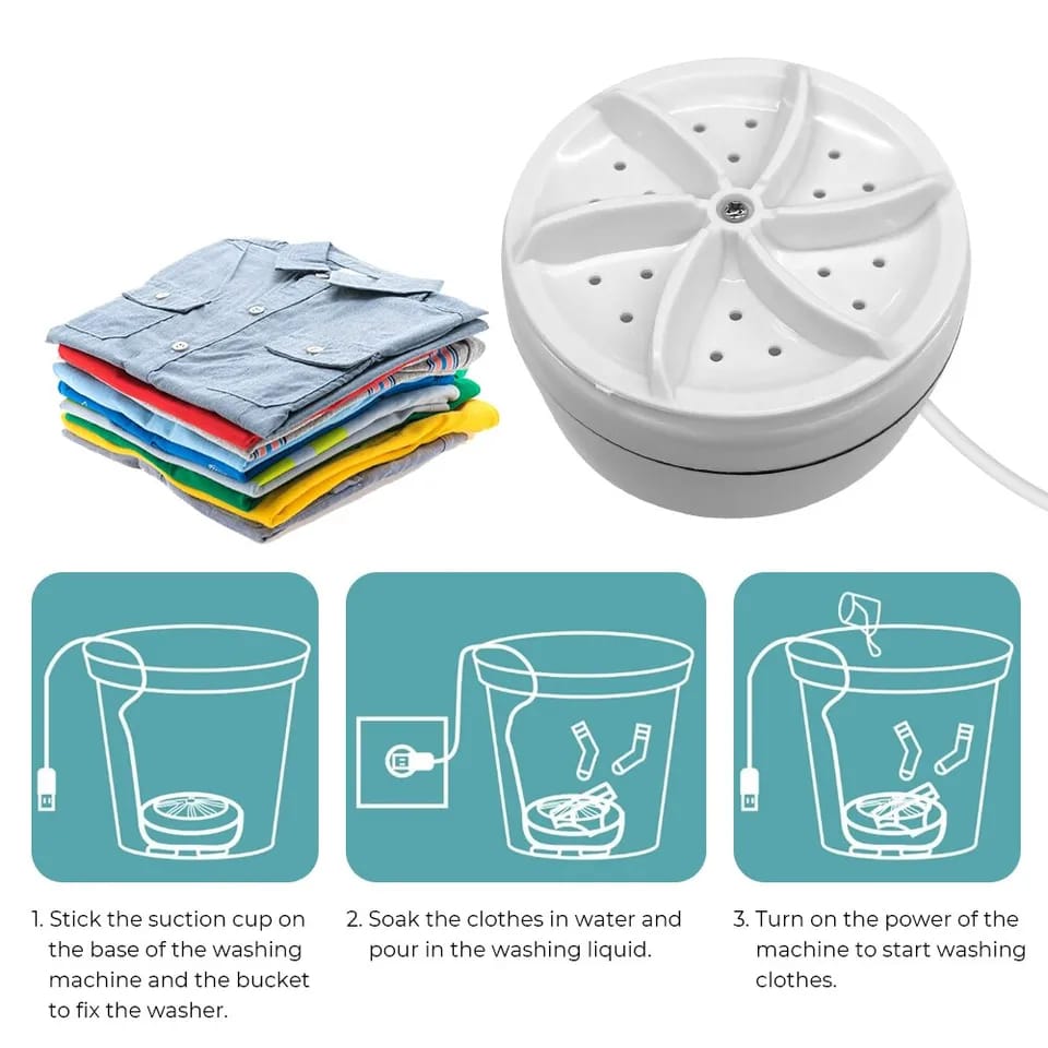 Mini Washing Machine Usb Rotating Turbine Small Portable Clothes Washer For Socks Underwear Travel Home Business Trips