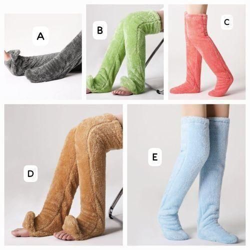 Winter Plush Above-the-Knee Socks – Extra Long Fuzzy Leg Warmers – Thick Faux Fur Over-the-Knee Lounge Socks
