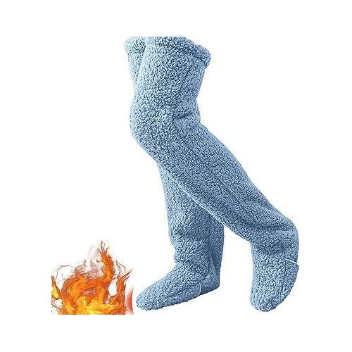 Winter Plush Above-the-Knee Socks – Extra Long Fuzzy Leg Warmers – Thick Faux Fur Over-the-Knee Lounge Socks