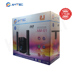 Amtec AM-01 2.1CH Soundbar Home Theater System With 5.25" Extra Bass Subwoofer,3D Sound, Bluetooth, FM, USB/SD, Woofer Speaker System With 45W RMS 20000W PMPO