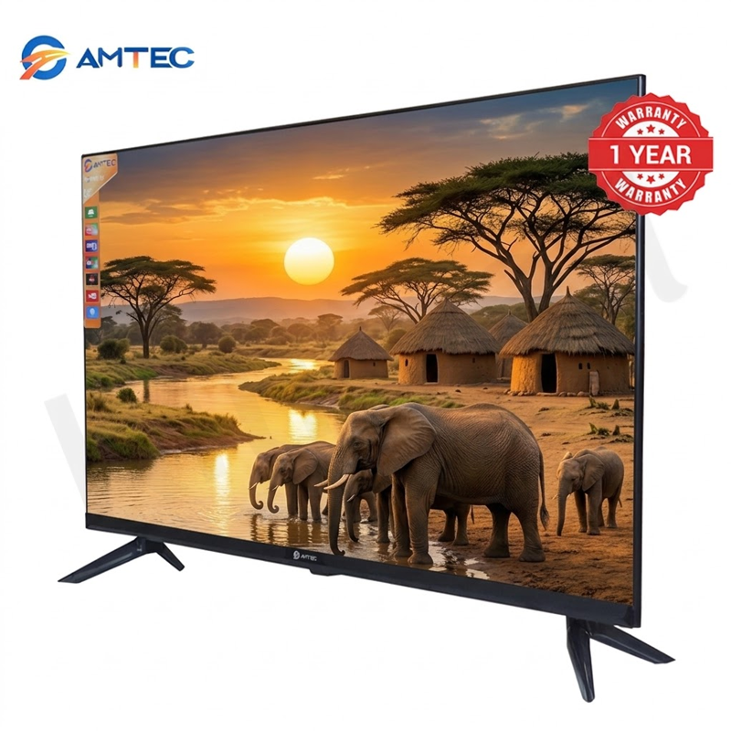 Amtec 32R1S 32 inch Smart TV Frameless HD Android TV LED Bluetooth WiFi Mirror Cast Inbuilt Decoder 3HDMI 2USB Port Quad Core 1GB+8GB Netflix YouTube Energy Saving Television