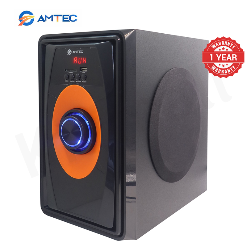 Amtec AM-317 3.1 CH X-BASS Multimedia Subwoofer Speaker System, 60W RMS 12000W PMPO, 6.5"+3" Drivers, AC/DC Powered Bluetooth FM USB SD Home Theater Speaker Woofer