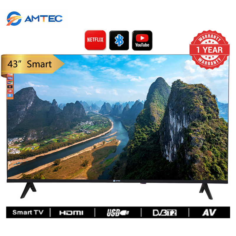 AMTEC 43L12S 43 inch Smart TV Frameless Full HD Android TV Bluetooth WiFi, App Store, Inbuilt Decoder 2HDMI 2USB Ports Support Netflix YouTube Google Play store Energy Saving LED Television