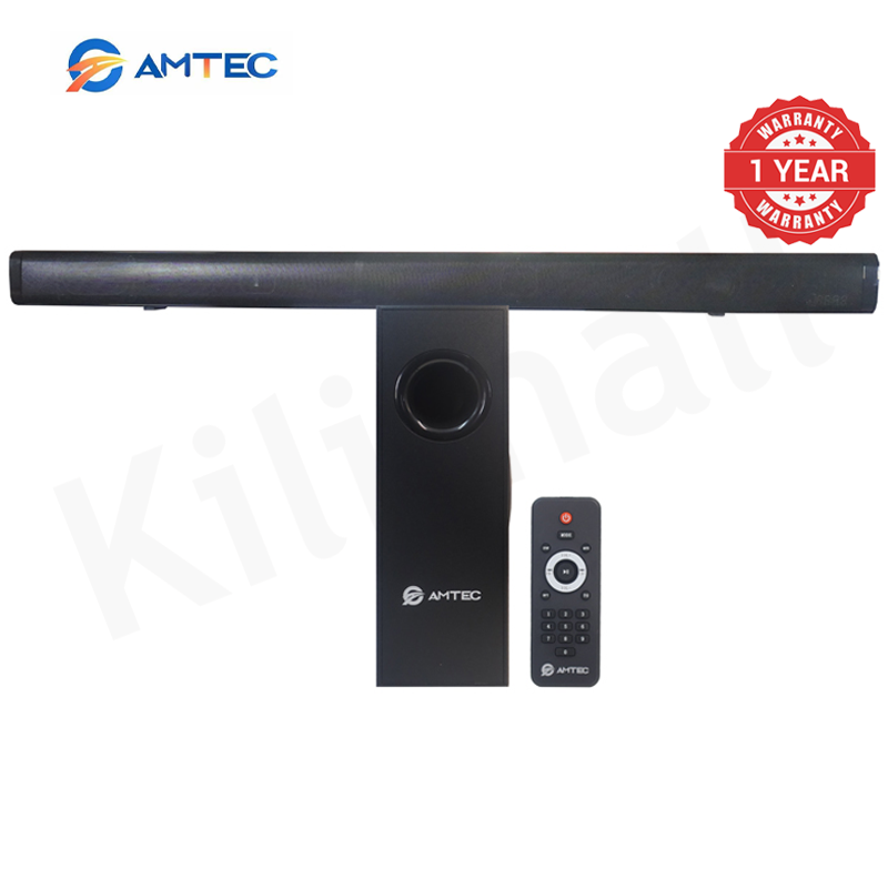 Amtec AM-03 2.1CH AC/DC Soundbar With 6.5" Subwoofer,35W RMS 15000W PMPO, Bluetooth, FM, USB/SD/AUX, Home Theater Speaker System Woofer