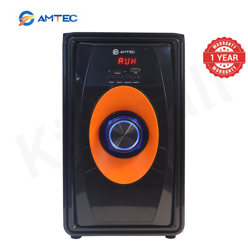 Amtec AM-317 3.1 CH X-BASS Multimedia Subwoofer Speaker System, 60W RMS 12000W PMPO, 6.5"+3" Drivers, AC/DC Powered Bluetooth FM USB SD Home Theater Speaker Woofer
