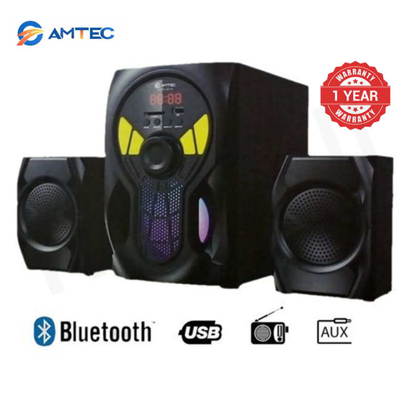 Amtec AM-107 2.1CH Home Theatre Multimedia Subwoofer, 8000W PMPO Hi-Fi Speaker System,Bluetooth FM USB SD Input,Support DVD VCD PS2 XBOX Tuner MP3 Audio 1 Year Warranty