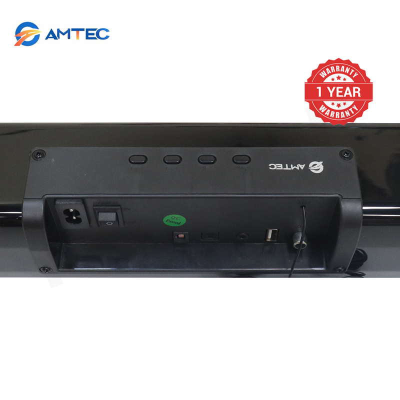 Amtec AM-04 Soundbar Home Theatre Speaker System With Wireless Subwoofer, 100W RMS 20000W PMPO, Bluetooth USB SD AUX FM, LED Display Remote Control 3D Surround AC/DC Dual Power Compatibility