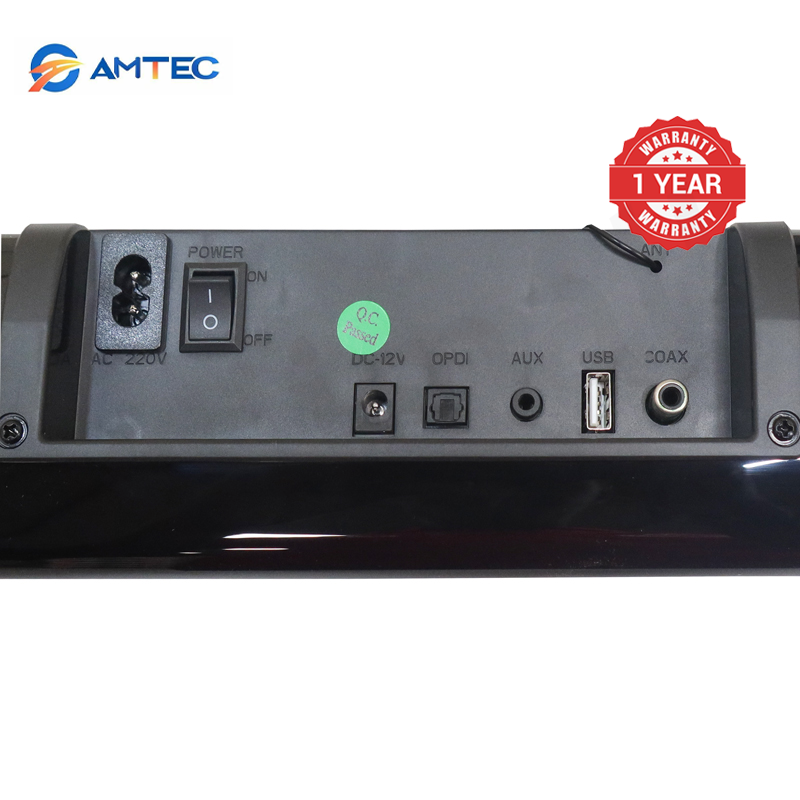 Amtec AM-04 Soundbar Home Theatre Speaker System With Wireless Subwoofer, 100W RMS 20000W PMPO, Bluetooth USB SD AUX FM, LED Display Remote Control 3D Surround AC/DC Dual Power Compatibility