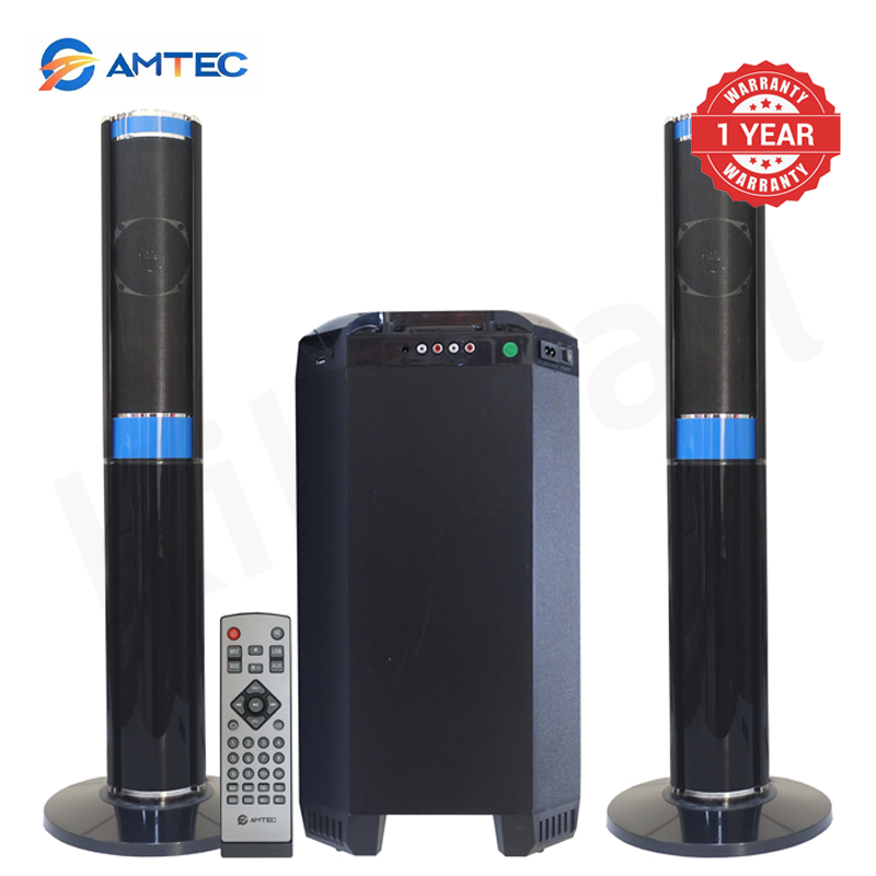 Amtec AM-702 2.1CH X‑BASS Soundbar System, 120W RMS 20000W PMPO Speaker System Woofer, BT/USB/SD/FM/AUX, AC/DC Dual Power, Remote