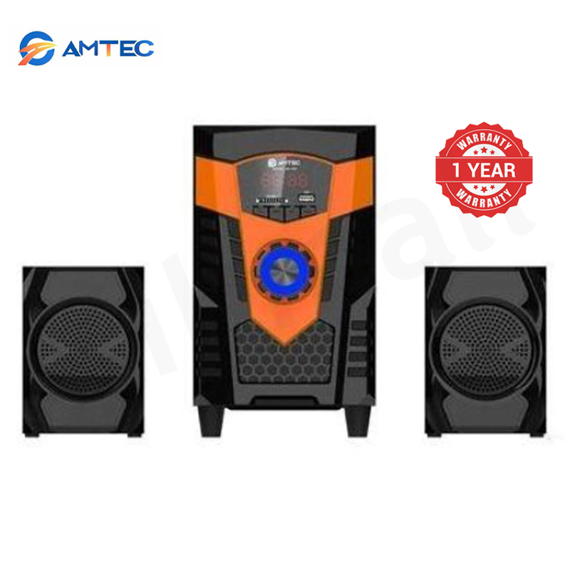 Amtec AM-109 2.1CH Surround Sound Home Theatre Woofer Speaker System,8000W PMPO,Bluetooth Digital FM AUX USB SD Playback Remote Control Compact Stylish 1 Year Warranty