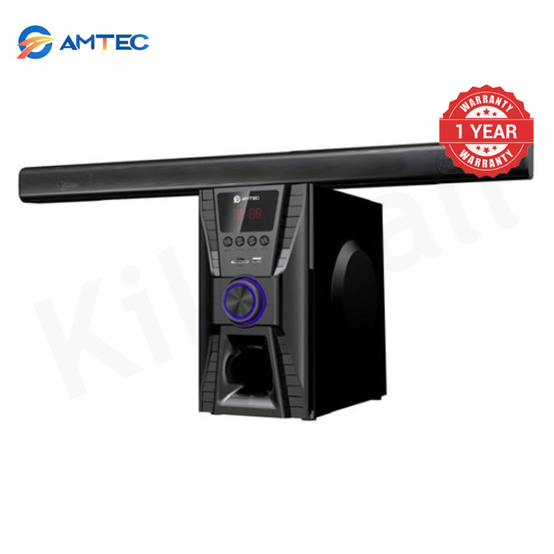 Amtec AM-501 2.1CH Immersive 3D Sound Bar Subwoofer System,12000W PMPO AC/DC Dual Power,Bluetooth FM AUX USB SD Playback LED Control Dial Remote Control 1 Year Warranty